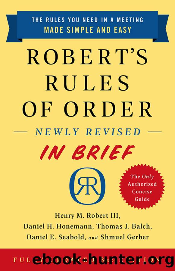 Robert's Rules Of Order Newly Revised In Brief, 3rd Edition By Unknow ...